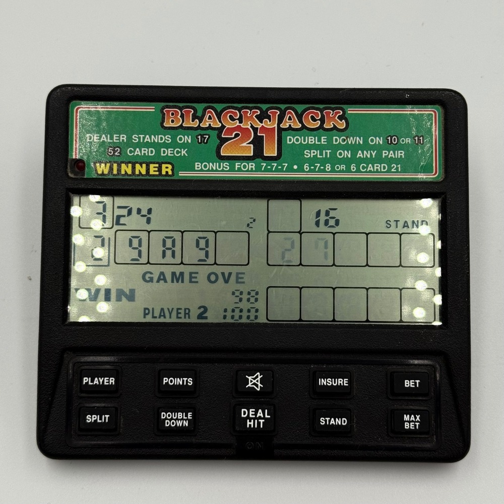 Radio Shack Blackjack 21 Handheld Electronic Game Vintage Black‎ Jack